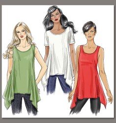 8651 EZ VOGUE SLEEVES OR NOT ASYMMETRIC KNIT TUNIC TOP PATTERN 4-14